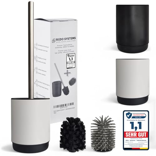 Ri|Do Systems Scopino per WC di alta qualità, manico in acciaio inox, stabile, scopino igienico di design, spazzola WC innovativa, bagno, testina antigraffio e intercambiabile (bianco)