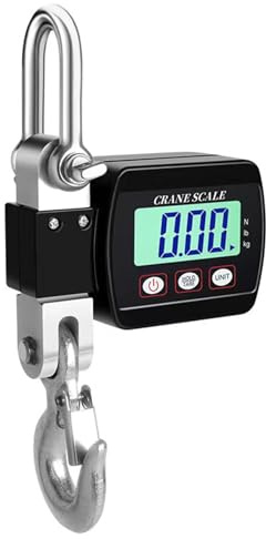 Voltix Bilancia Sospesa Elettronica da 500 kg (1100 Libbre), Bilancia Sospesa Industriale con Sensore Preciso, Mini Bilancia LCD Portatile con Gancio, Bilancia per Valigie (Nero)