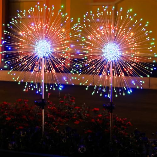 Solarlampen für Außen Garten,Solarleuchten für Außen Solarlichter Pusteblume, 8 Modi Solarstecker Gartenleuchten für Garden Pathway Lawn Solar (2, 150LED RGB)