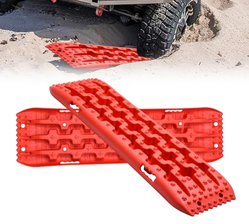 2 Stücke Sandbleche Offroad, Anfahrhilfe Sand/Schnee Recovery Board Tracks, Traktionsmatte Reifenleiter Sandbleche Für Den Außeneinsatz Bei Schnee, Sand, Schlamm Für Geländewagen Wohnmobils, 10T Last