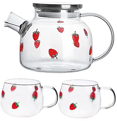 TOPPERFUN 1 Ensemble Ensemble de pot de fraises bouilloire simple froid pot d'eau de jus cruche de bière bouteille d'eau fraîche Verre à haute teneur en borosilicate