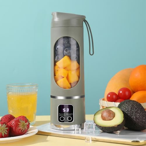 Mini mélangeur électrique portable USB de 450 ml pour shakes, smoothies et broyage de glace, 12 lames en acier inoxydable, 18 K tr/min, de qualité alimentaire, rechargeable par USB-C (olive)