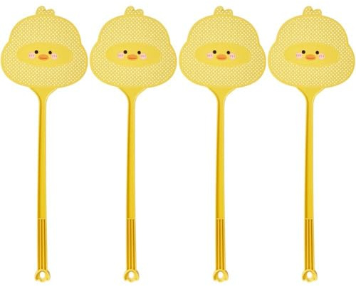 Fituenly Matamoscas De 4 Piezas, Matamoscas Amarillo con Forma De Pollo, Juego De Matamoscas Manual Flexible, Matamoscas De Largo, Matamoscas Manual para Insectos Voladores.