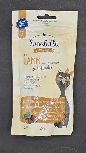 Lamm & Holunder Katzensnacks, Getreidefrei, Mini Fleischsticks, 2x55g