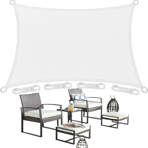 Voile d'ombrage 3 x 4 m 95% UV Protection, Résistant, Protection Solaire, Rectangulaire Toile Ombrage Extérieure avec Corde pour Jardin Patio Extérieur Terrasse Pergola, Blanc