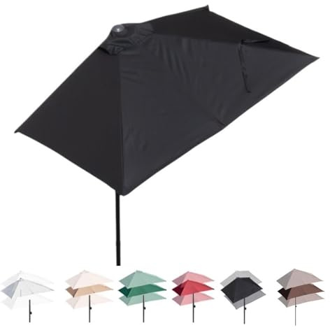 GSKDZG Parasol Para Terraza Rectangular, Altura Ajustable, Media Sombrilla 200cm 250cm 270cm Sombrilla De Jardín Pared, Para Exterior, Patio, Balcón(Black,200x100cm/6.5x3ft)