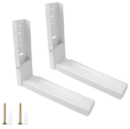 Snowchecking Scaffale da cucina a parete per microonde, in acciaio inox, pieghevole, telescopico, regolabile, salvaspazio, colore: bianco