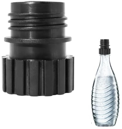 Adattatore per Sodastreams Crystals Glass a Bottiglia,Smavles Adattatore per bottiglia di vetro Soda Stream per bottiglia di vetro da 0,7 litri Plastica, Nero