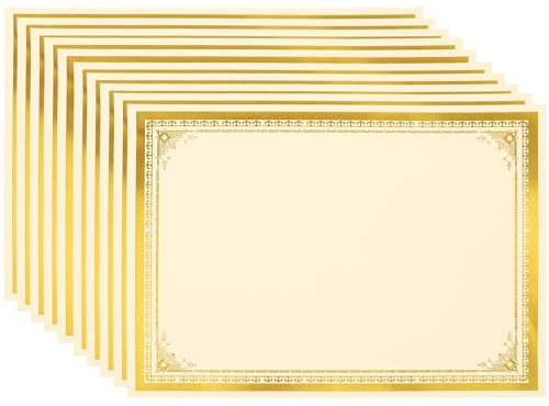Alipis 10 Blatt Bedruckbares Zertifikatspapier A4 mit Goldenem Rahmen Leeres Ehrenurkundenpapier für Schulzeugnisse Abschlussdiplome und Urkunden