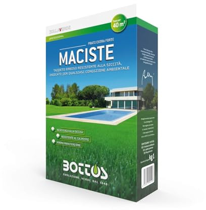 Bottos Maciste, Sementi per tappeto erboso, prato resistente e rustico ideale per zone aride 2kg per 80mq