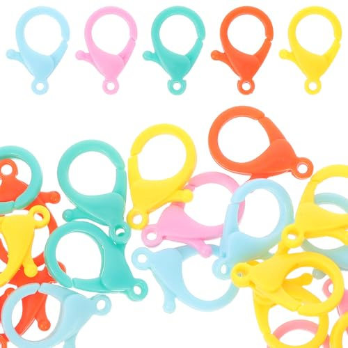 GLSTOY 50 Cierres de Pinza de Langosta de Plástico Pequeña Multicolor, Accesorios para Joyería Diy, Cierres para Pulseras y Collares, 50 Piezas para Manualidades y Bolsos Color Aleatorio