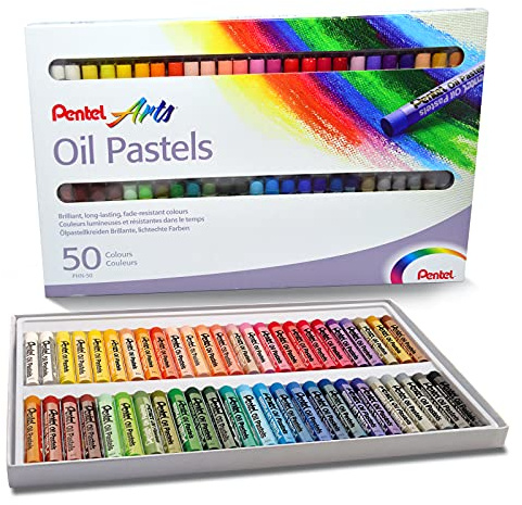 Pentel Ölstifte, Pastellfarben, Box mit 50 verschiedenen Farben