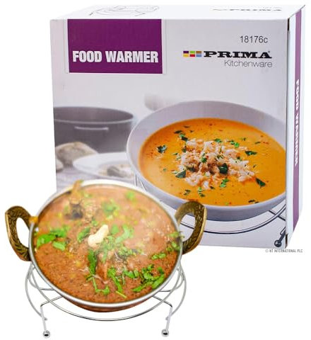 Single Food Dish Warmer - Chrome Chafing Plate Burner, Heat, Warm + 1 Free Candle | Keep Food Warm on Dining Table | Kitchen Home Party Restaraunt Buffet | Durable & Long Lasting