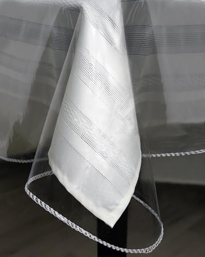 Broder Heavy Duty Clear Plastic Table Cover Protector Rectangle 60x120 – Waterproof, Oil Proof, Wipeable Vinyl Tablecloth Protector, Thick PVC, for Dining Room, Kitchen, Desk, Office, Everyday Use