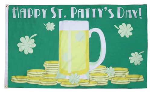 AZ FLAG Flagge Happy St. Patrick’s Day 150x90 cm Polyester 100D 2 Ösen | Für innen und außen Irland dekorative Flagge doppelte Nähte und verstärkte Kanten mit Metallösen 100D Polyester