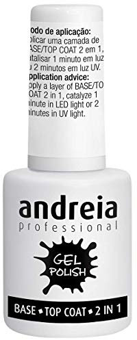 Andreia Professional Gel 2-en-1 Couche de Base & Finition pour Ongles – Vernis Brillant Top & Base Coat pour Manucure Française - Vernis Transparent Longue Durée pour la Préparation des Ongles - 10,5ml