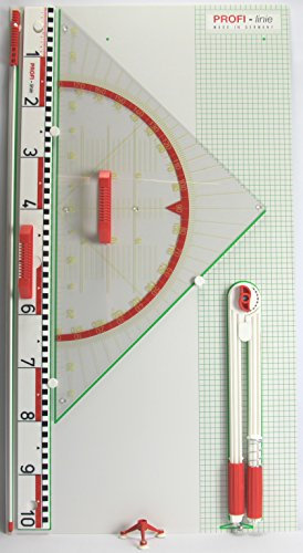 WISSNER aktiv Lernen-Tafel Zeichengeräte Satz mit großem Geometrie Winkel-RE-Plastic, Mehrfarbig, 102 x 55 x 4