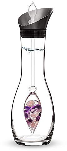 VitaJuwel Era WELLNESS - Caraffa d'Acqua delle Gemme con Ametista, Quarzo Rosa e Cristallo di Rocca
