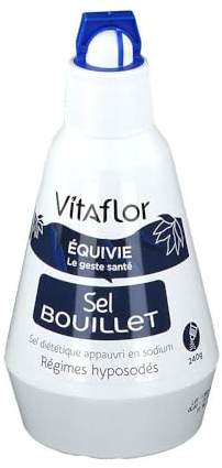 SEL BOUILLET 240gr | Sel Diététique pour Assaisonner les Aliments dans les Régimes Hyposodés | S’Emploie en Remplacement du Sel Traditionnel | Sa Saveur est très Proche du Sel Classique | VITAFLOR