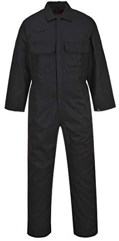 Portwest BIZ1 Mens Heat Flame Resistant Welding Overalls Bizweld FR Protective Boiler Suit Work Coveralls Durable Workwear Mechanics Warehouse Garages Tall Black, Large