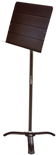 Amazon Basics - Faltbarer Orchester-Notenständer, Höhenverstellbar von 108 bis 162 cm, Kippbar, Steh- und Sitzverwendung, Stabil, Dreibein-Stativ, Schwarz