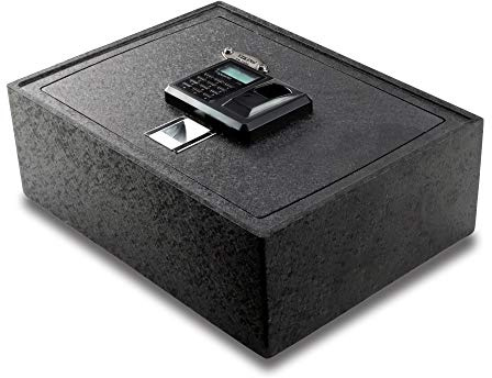 Viking Security Safe VS-14BL - Heavy Duty Top Opening Drawer Safe, Biometric Fingerprint Digital Safe Box with 500 DPI Sensor, Anti-Pry Steel Security Safe for Home, Small Safe for Valuables Storage
