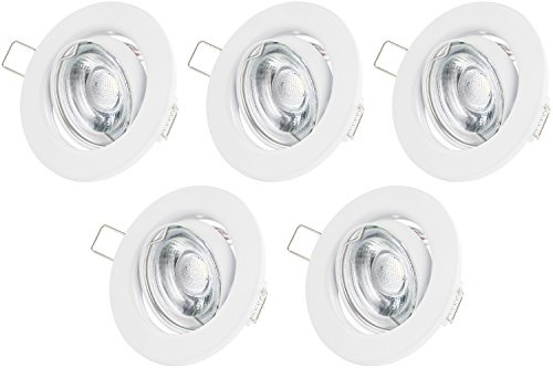 TEVEA Einbaustrahler LED Set - Warmweiss GU10 5W 230V - Einbauspot - Einbauleuchten (WH-Warmweiss)
