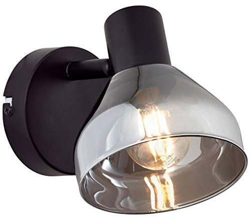 Brilliant Lampe Reflekt Wandspot schwarzmatt/rauchglas | 1x D45, E14, 18W, geeignet für Tropfenlampen (nicht enthalten) | Kopf schwenkbar