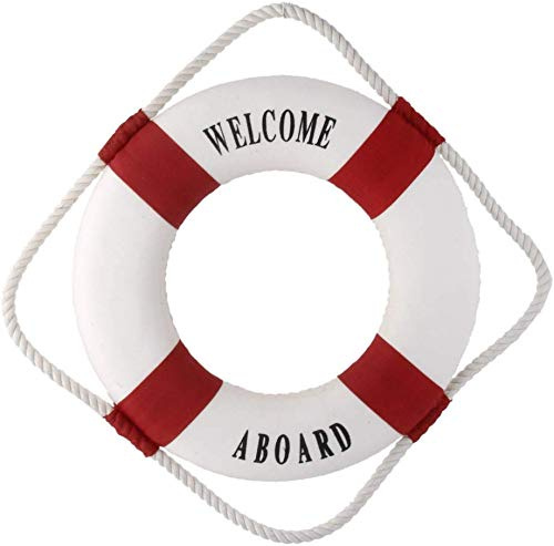 Inzopo Will Ring Rettungsring rot nautische Wanddekoration Beiboot Rettungsring Halter 35 cm