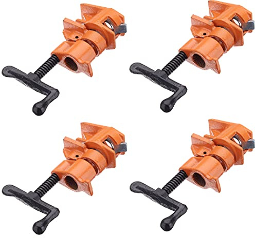 Y&Y Decor 4 Pack 3/4 Pipe Clamps for Wood Gluing, Heavy Duty Cast Iron, Professional Woodworking Tools