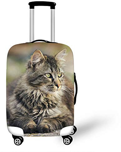 Elastisch Kofferhülle, DOTBUY 3D Reise Kofferschutzhülle Gepäck Cover Reisekoffer Hülle Schutz Bezug Schutzhülle Waschbare Reisetasche Kofferbezug (Katze,M (22-24 Zoll))