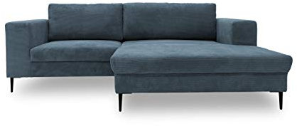 DOMO Collection Modica Ecksofa, moderne L-Form, kleine Ecke, Eckcouch, Sofa Eckgarnitur, Cord, grau-blau, 244x173x83