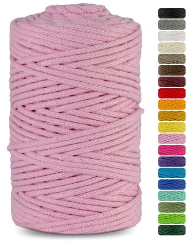 Netuno 1x Baumwollkordel 5mm Rosa 100m für Makramee & Wandbehang | Baumwollschnur mit Naturkern · hochwertig & vielseitig – für Puffs, Handtaschen, Schlüsselanhänger & Untersetzer