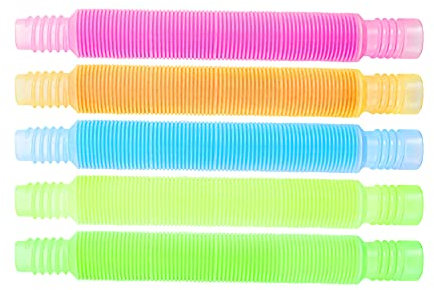 Zayin Mini Tubes de Pop Jouets sensoriels Lumineux Tube Pop Lumineux Multicolore Tuyau Extensible éducatif pour Enfants Outils sensoriels élastiques intéressants- (5 Pièces Lumineuses)
