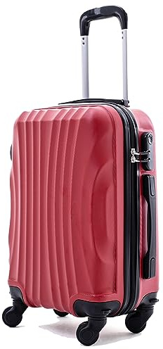 R.Leone Ryanair 55x40x20 cm Valigia Trolley Bagaglio a mano 4 Ruote rimovibile Ultraleggero in ABS Autonomo 20373N (Rosso, Valigia 55X40X20cm)