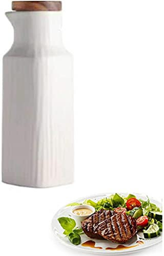 TONZN Bouteille de vinaigre Anti-Fuite, Distributeur d'huile d'olive ou de vinaigre en céramique fabriqué à la Main 400 ML Couleur rétro (Couleur : Blanc) (Blanc)