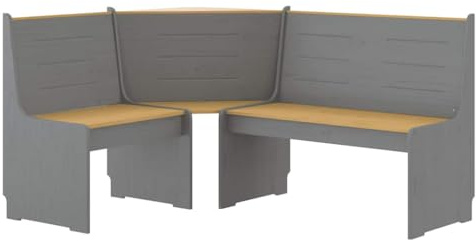 vidaXL Solid Wood Pine Corner Bench - Honey Brown/Grey, Versatile Seating Piece with Backrest, Flexible Left/Right Assembly, for Living Room/Dining Room