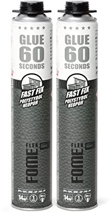FOME FLEX B2 Dämmstoffkleber für EPS- & XPS-Platten – 60-Sekunden-Perimeterkleber [2 x 850 ml] Schnellster Klebeschaum mit 18 kg/cm² Zugwiderstand ohne zusätzliche Ausdehnung – Dämmschaum für Profis