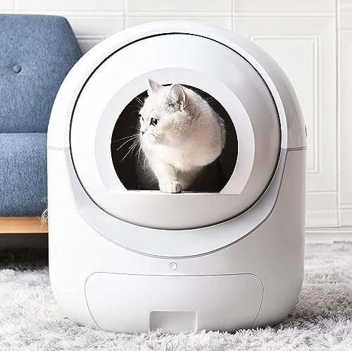 LTSRLL Self cleaning cat litter tray, automatic smart litter box self cleaning large, app control and health monitoring, no stuck cat, ion deodorisation for multiple cats from 2 to 18lb