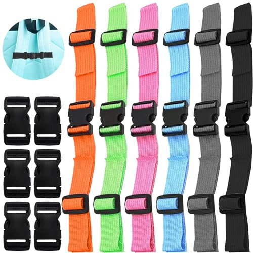 Zeuwets Brustgurt Rucksack Kinder Set, 6 Stück Verstellbarer Rucksackgurt, rutschfest Strapazierfähiger Rucksackriemen mit 6 Schnellverschluss, Nylon Gurtband für Schulrucksack Wandern Jogging Reise