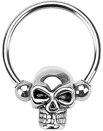 Taffstyle Piercing Ring Septum Tragus Helix Ohr Nase Lippe Nasenpiercing Nasenring Ohrpiercing Intimpiercing BCR Hufeisen Universal Totenkopf 1,6mm x 12mm x 4mm