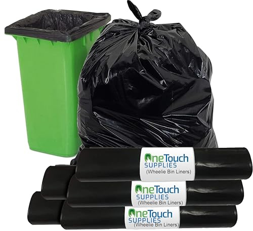 Black Wheelie Bin Liners Refuse Sacks Heavy Duty Rubbish Sacks Strong Bin Bags Waste Recycling for Outside and Garden Bin Strong Garbage Bags for Rubbish On a Roll XXL (100 Bags) (30)