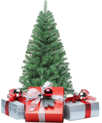 JOFONY Künstlicher Weihnachtsbaum ca.120cm,Künstlich Tannenbaum mit 320 Spitzen und Schnellaufbau Klapp-Schirmsystem,PVC Christmas Tree mit Metallständer für Weihnachtsdeko