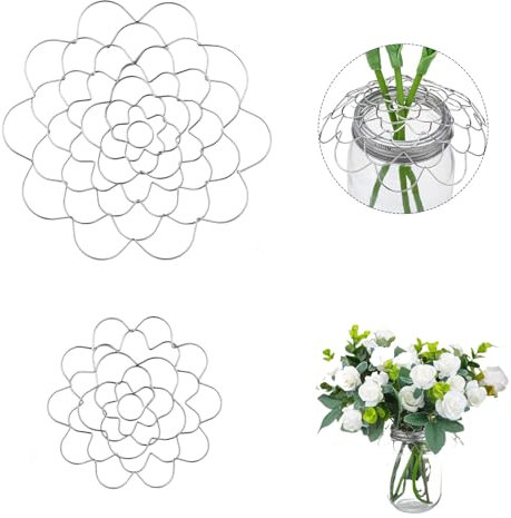 Quixotical 2 pièces Support De Tige Ikebana, Support d'arrangement Floral Inoxydable, Réutilisable Grille Florale pour Vase, pour Arrangement Vase Fixation De Pla-nte Fleurie (S+L)
