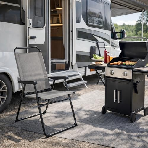 INDA-Exclusiv XL Aluminium Campingstuhl Faltstuhl Grau meliert Klappstuhl Anglerstuhl Regiestuhl Angelstuhl Metall Stoff Oxfort 60X56X91 cm