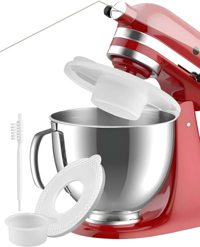 HOMGEN Stainless Steel Mixer Bowl with Fermenting Cap Fit for KitchenAid 4.5-5QT Tilt-Head Mixer Dishwashable 5 Quart Mixing Kitchenaid Bowl with Handle with Cleaning Brush(NOT with Machine)