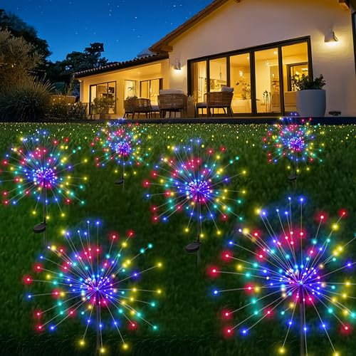 PEVOROS Garden Decor Solar Lights Outdoor,120LED Waterproof Colorful Solar Fairy Garden Lights for Outdoor Decoration,Yard, Patio, Porch,Flower Pot,Pathway,Christmas (6Pack)