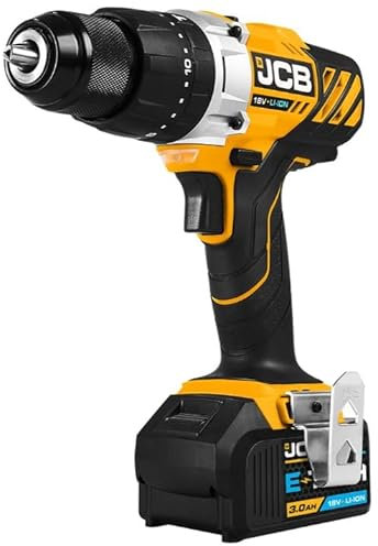 JCB 18V 45Nm Brushless Combi Drill, Variable Speed with 3.0Ah Li-ion Battery & 2.4A Fast Charger - Variable Speed & LED Light - 3 Year Warranty