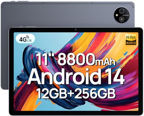 Ulefone Tab A11 Tablettes 11 Pouces, Tablettes Tactiles Android 14, 12Go RAM+256Go ROM, 8800mAh/18W, Octa-Core Tablette Gaming, 16MP+8MP, Tablet PC Dual SIM 4G LTE/GPS/OTG/GMS/5G WiFi/Widevine L1/TÜV