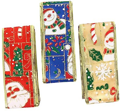 Lurrose 3rollen Geschenkband Weihnachtsband Dekoband Band Zum Verpacken Diy Geschenkband Geschenkbänder Weihnachten Für Geschenkverpackungen Und Bastelarbeiten